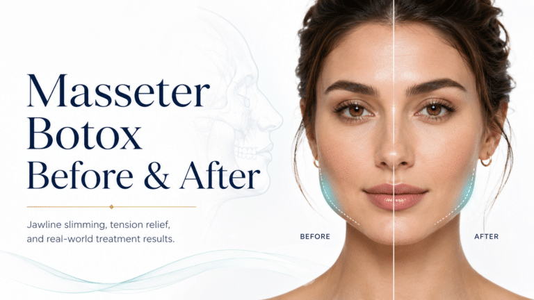 Masseter Botox before and after featured image showing jawline slimming, tension relief, and treatment results