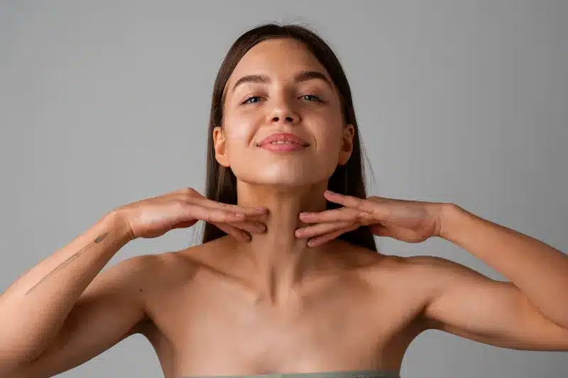 Portrait Of A Young Woman Practicing Facial Yoga Youth