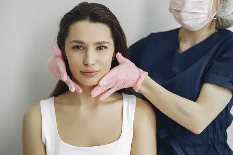 Woman With Aesthetic Professional Doctor Cosmetology Studio