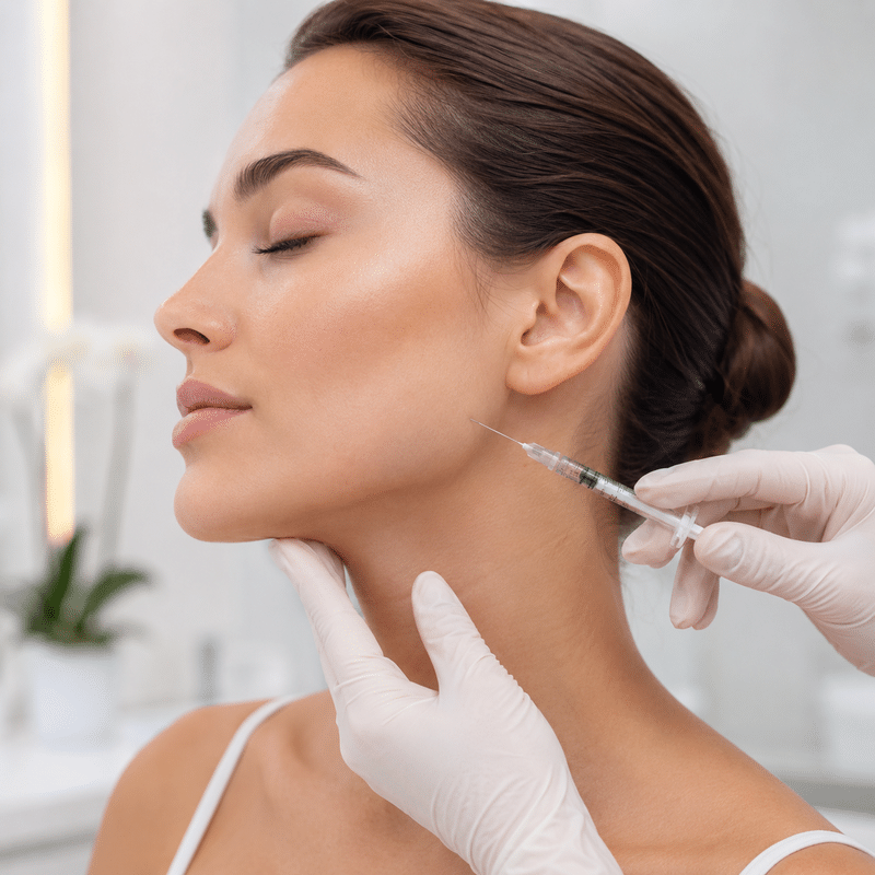 Masseter Botox Injection Near The Jawline For Bruxism, Jaw Clenching, And Masseter Muscle Tension